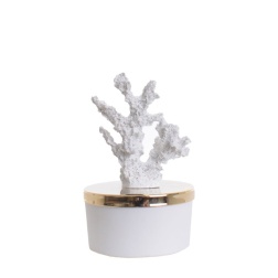 Bomboniera comunione Chiaraela candela corallo bianco bassa