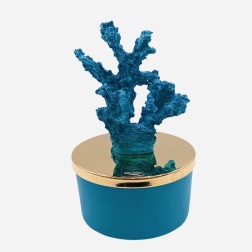 Bomboniera comunione Chiaraela candela corallo turchese bassa