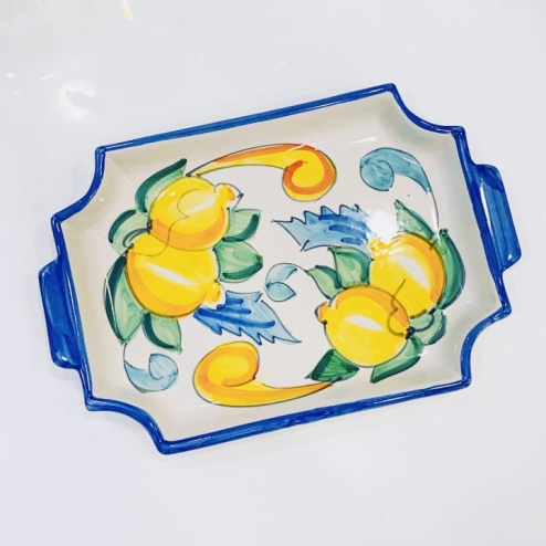 Bomboniera matrimonio vassoio grande ceramica di Vietri limoni