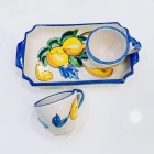 Set Vassoio + 2 Tazzine Linea Limoni – Ceramica Dipinta A Mano – Le Ceramiche Del Castello – Made In Italy