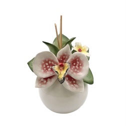 Bomboniera nozze argento profumatore grande Capodimonte orchidea
